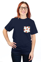 Load image into Gallery viewer, Strawberry Navy Blue pocket unisex t shirt