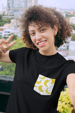 Load image into Gallery viewer, Banana Black pocket unisex t shirt